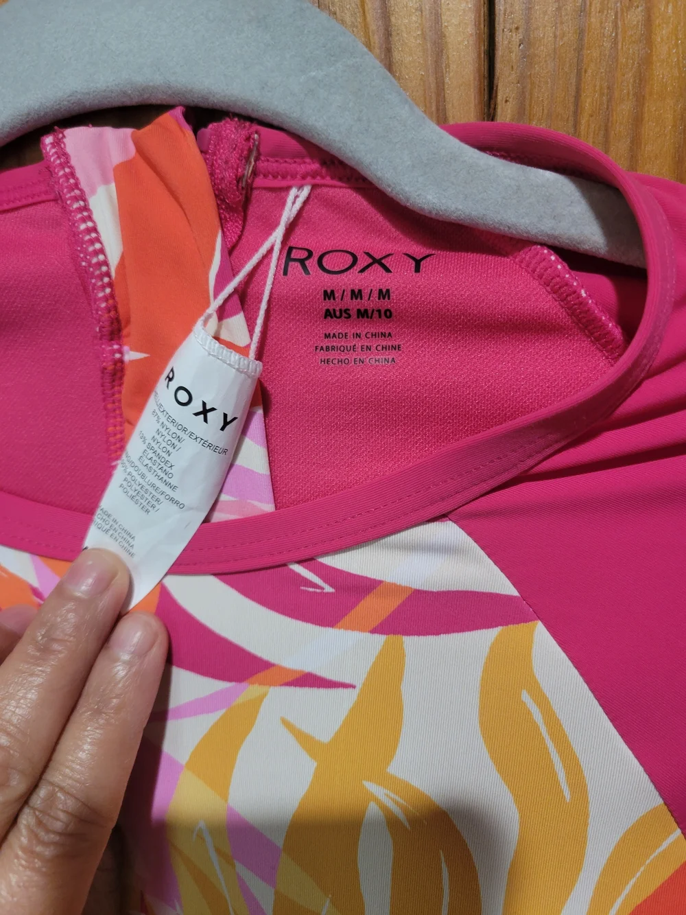Roxy Women’s Long Sleeve One-Piece Swimsuit in Pink, Yellow, White - Picture 8 of 8